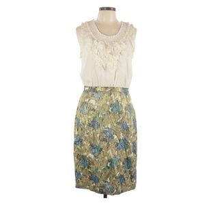 MOULINETTE SOEURS Womens 10 (runs small) Cream‎ Floral Sleeveless Cocktail Dress